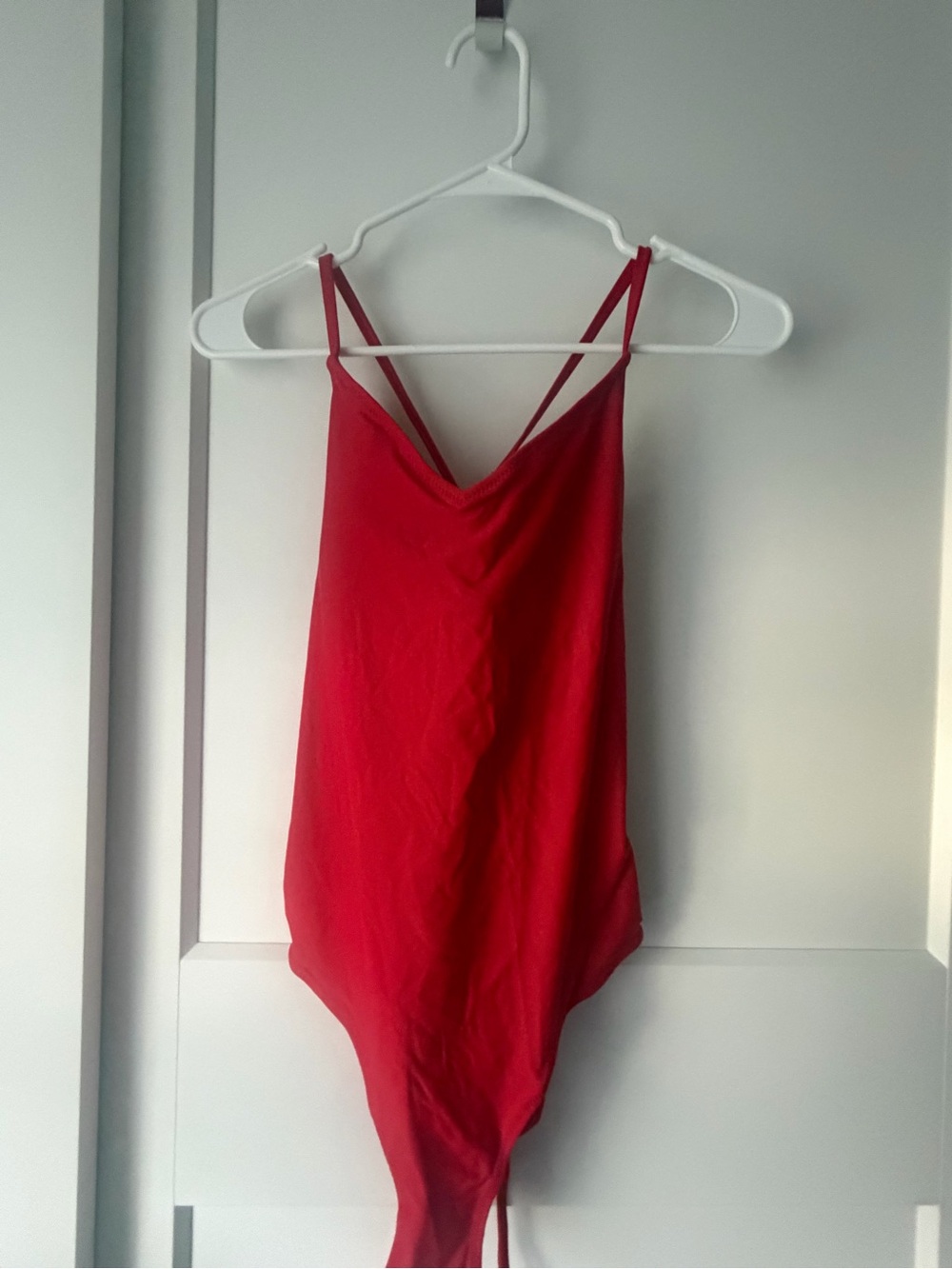 aerie Red Double-Strap V-Neck Bodysuit